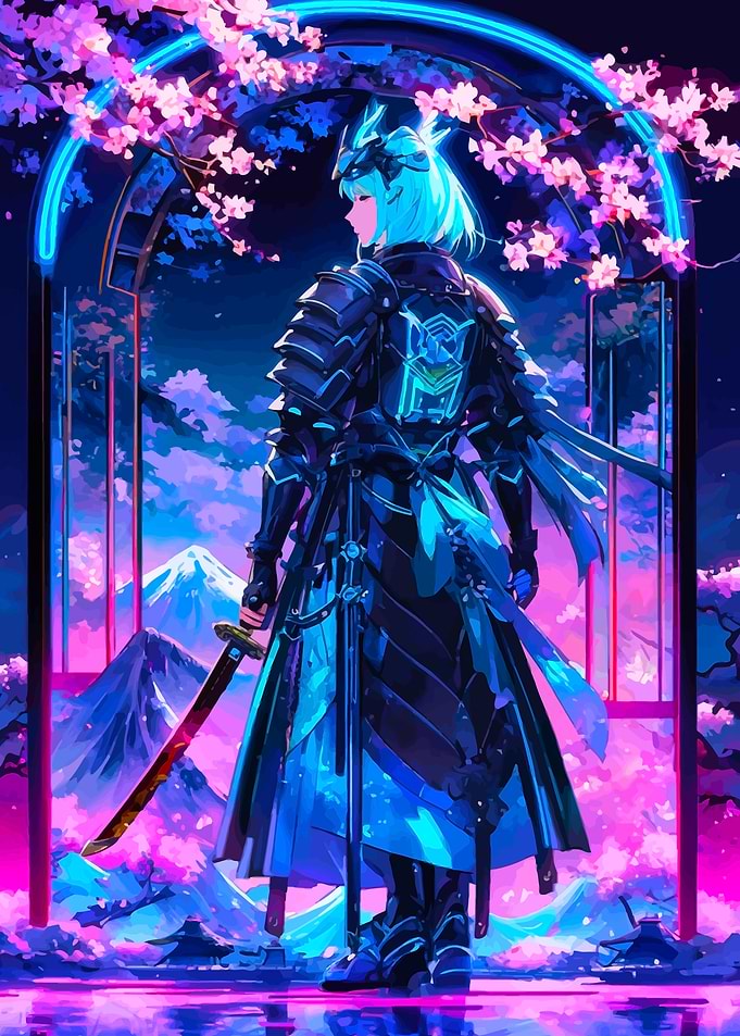 Female Neon Samurai
