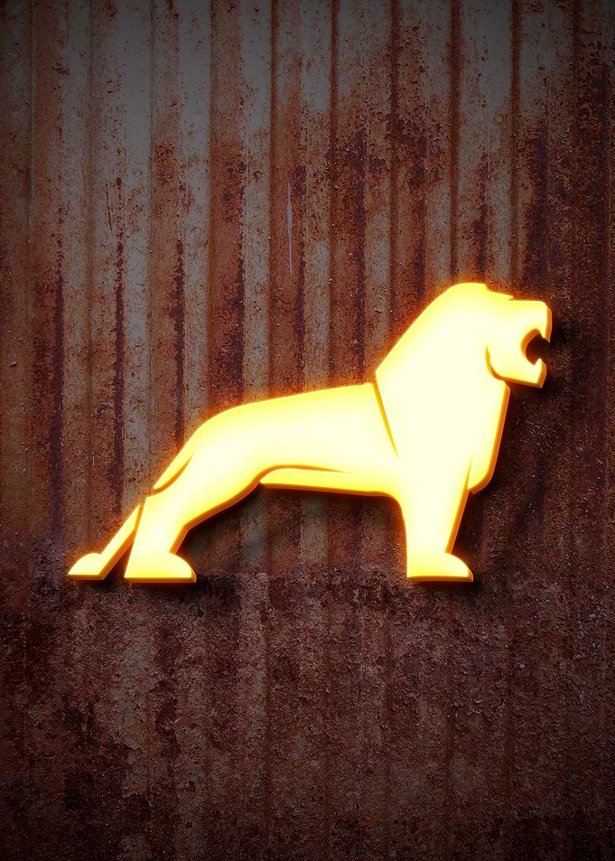 Lion on Rusty Metal