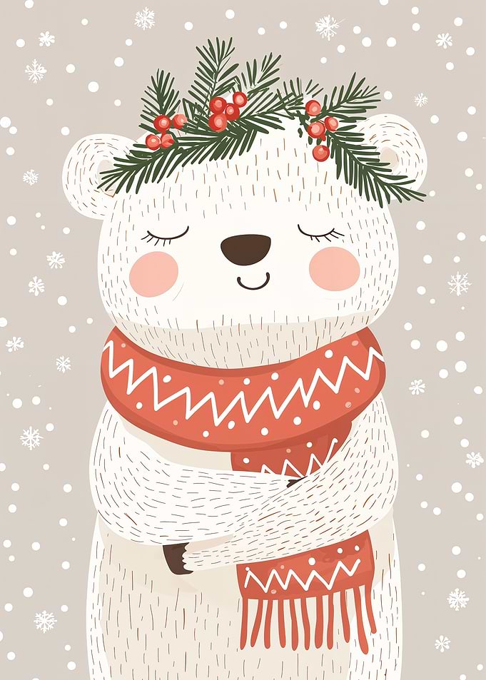 Cute Polar Bear Christmas Card