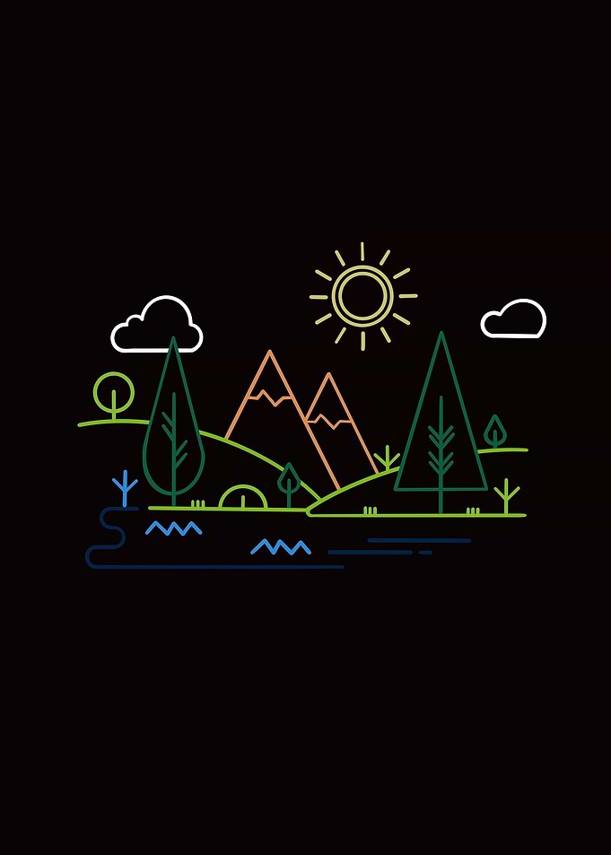 Line Art Mountain Landscape