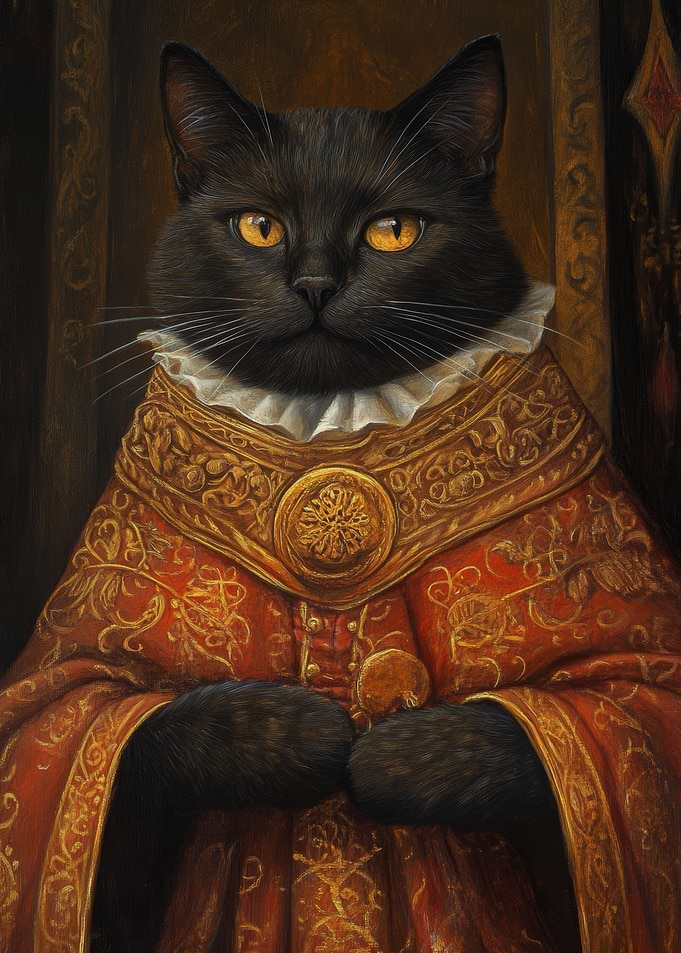 Black Cat in Royal Attire