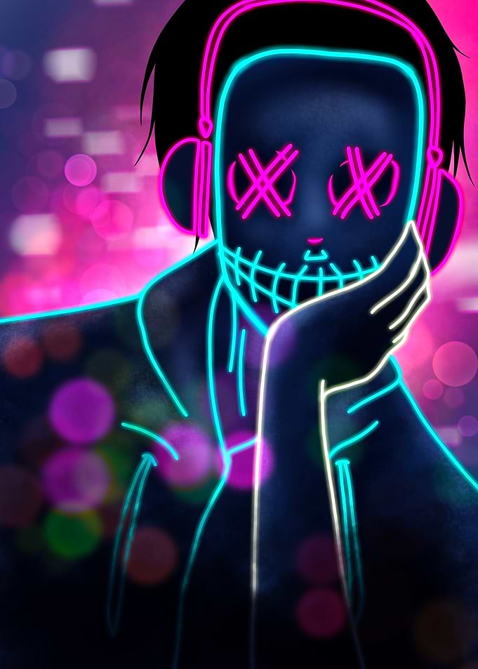 Neon Mask Figure