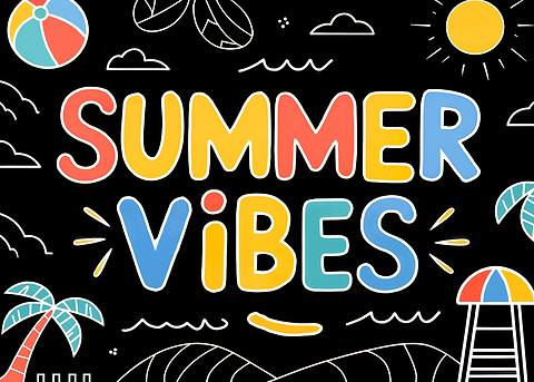 Summer Vibes Illustration — living room metal wall art