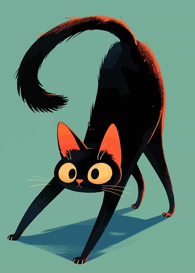 Black Cat Stretching