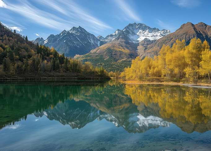 Lake reflect by Mountains