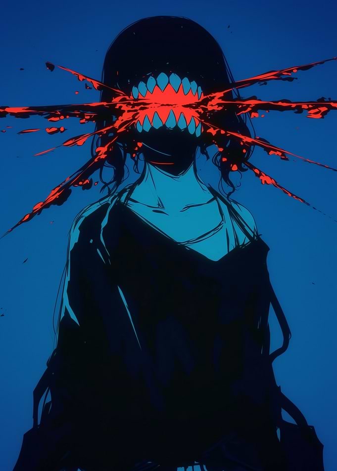Anime Girl with Bloody Mouth