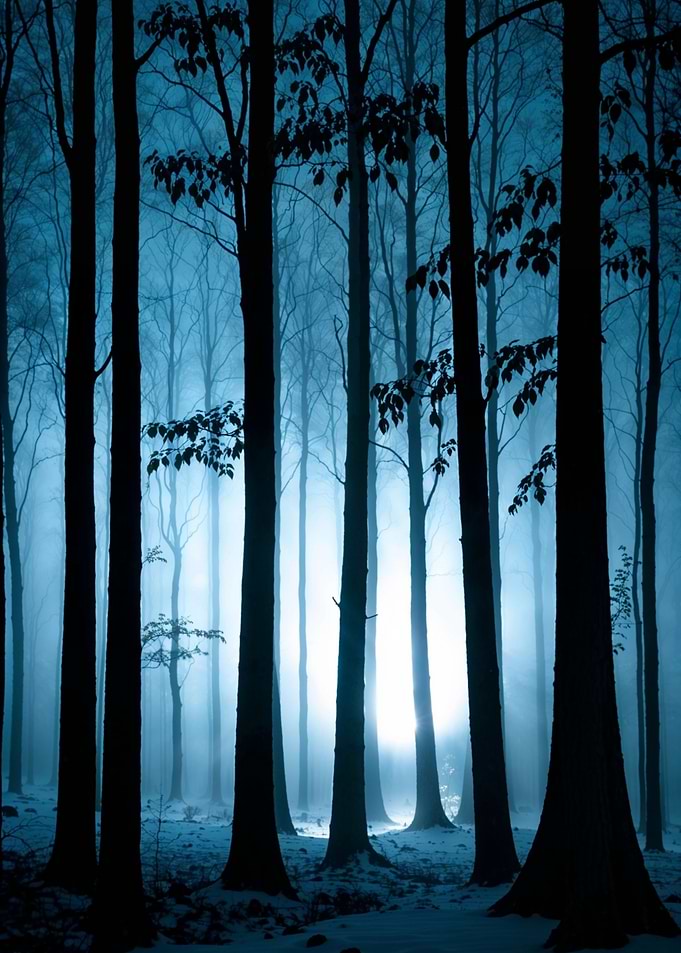Misty Forest at Night