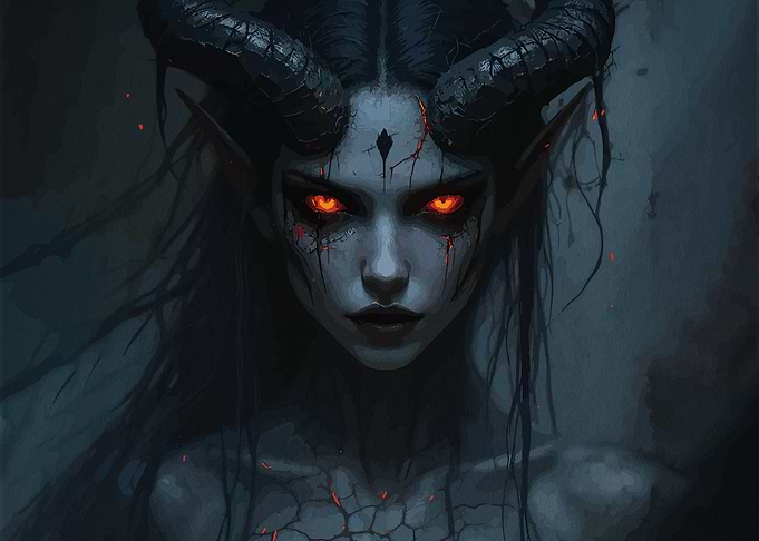 Demoness with Burning Eyes