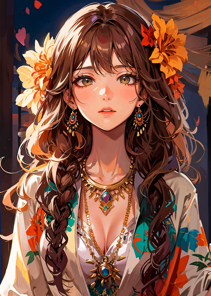 Anime Girl with Flowers