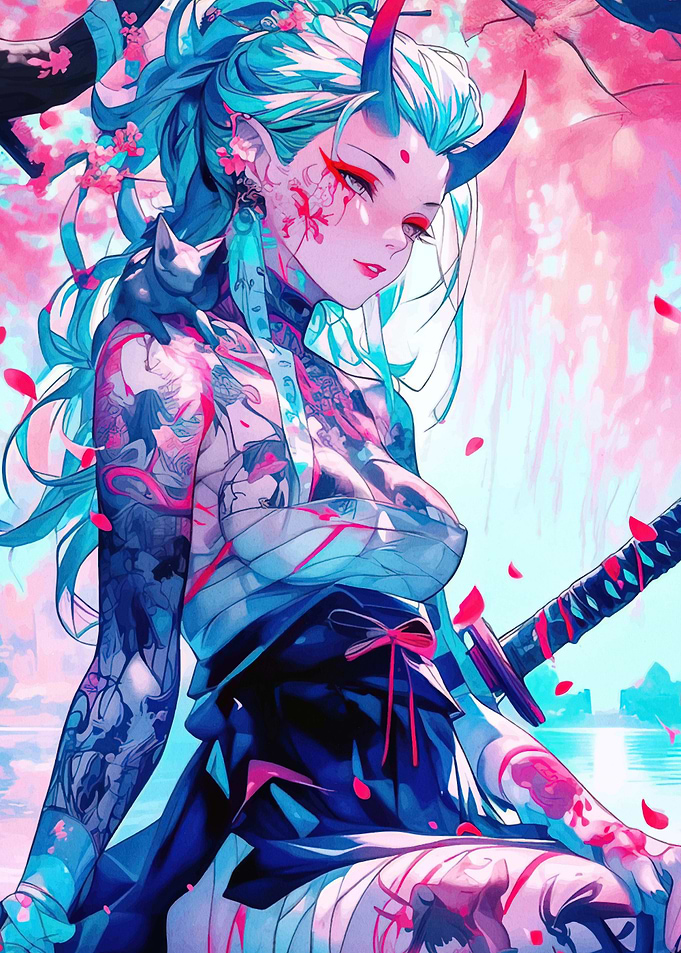 Anime Demon Girl with Sword