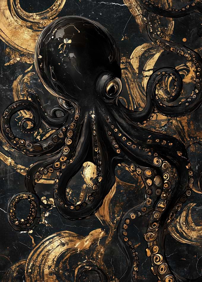 Abstract GoldBlack Octopus