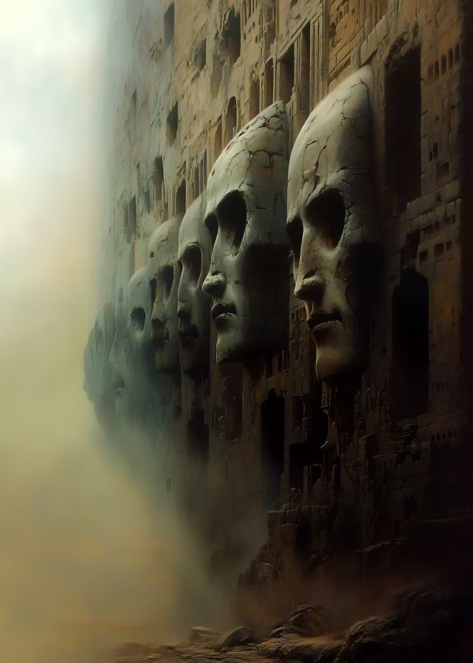 Stone Faces in Ruins