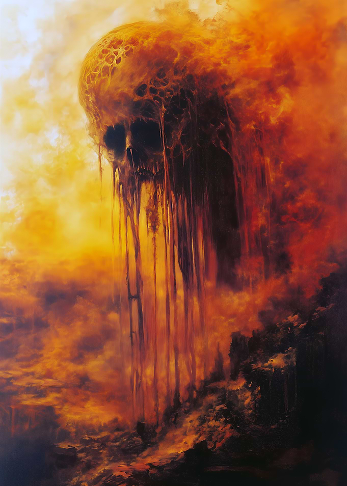 Melting Skull in Fire