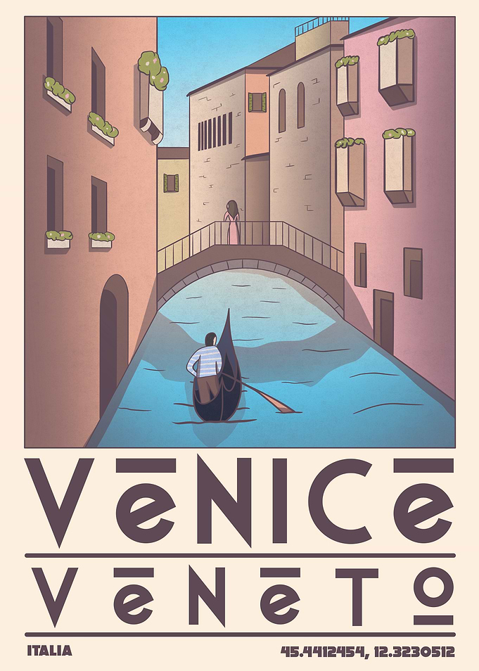 Venice Gondola Illustration