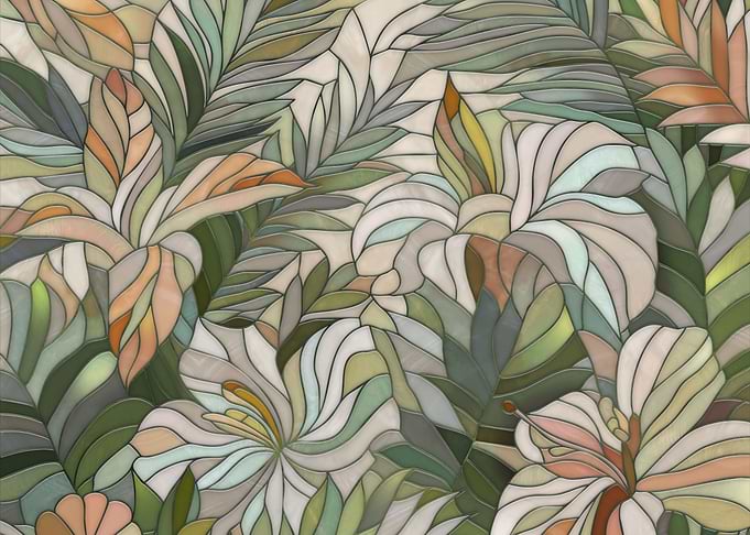 Tropical plants Mosaic Digital Art