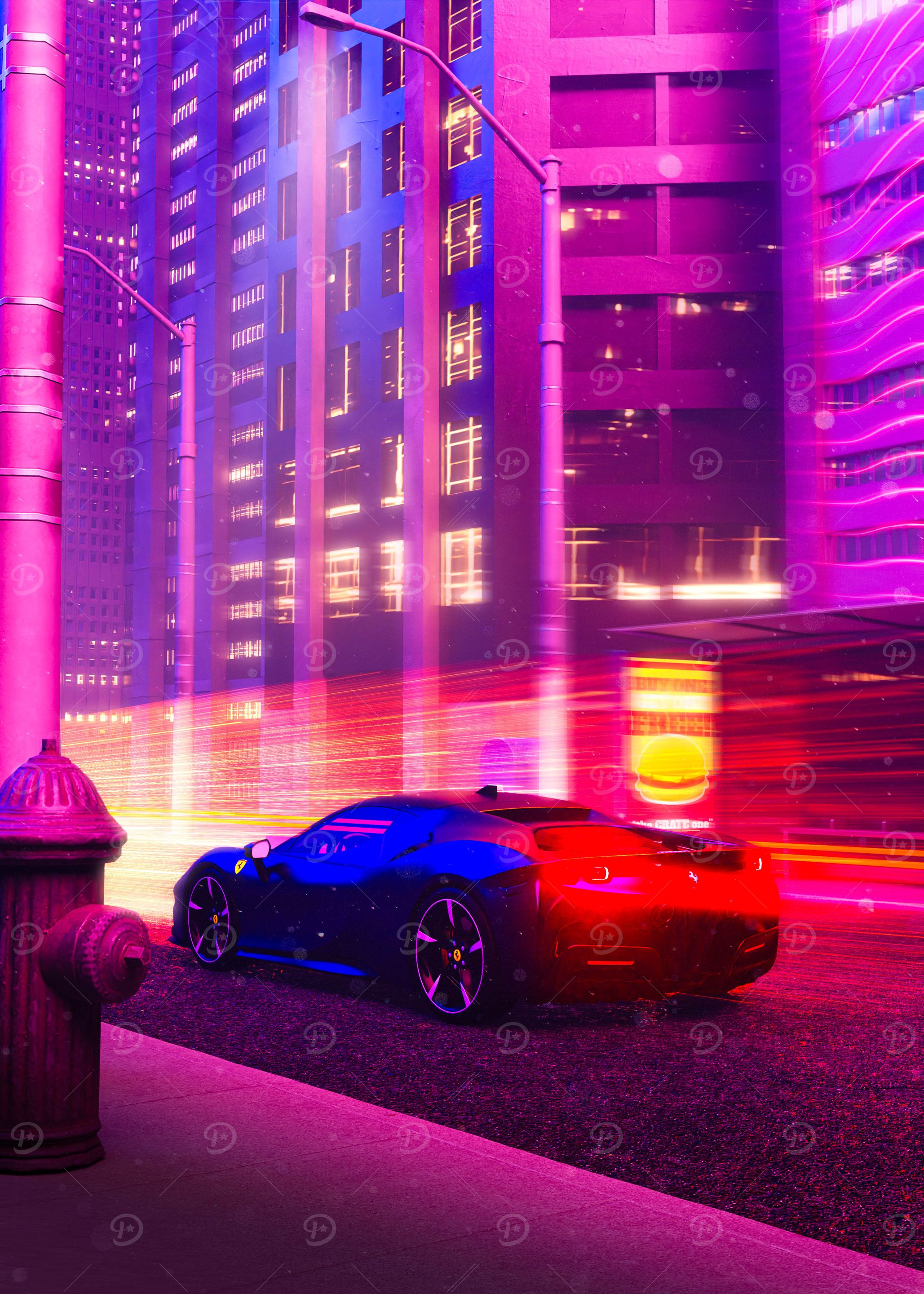 Neon City Nightscape