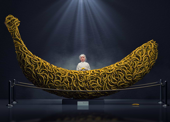 Banana Sculpture Installation