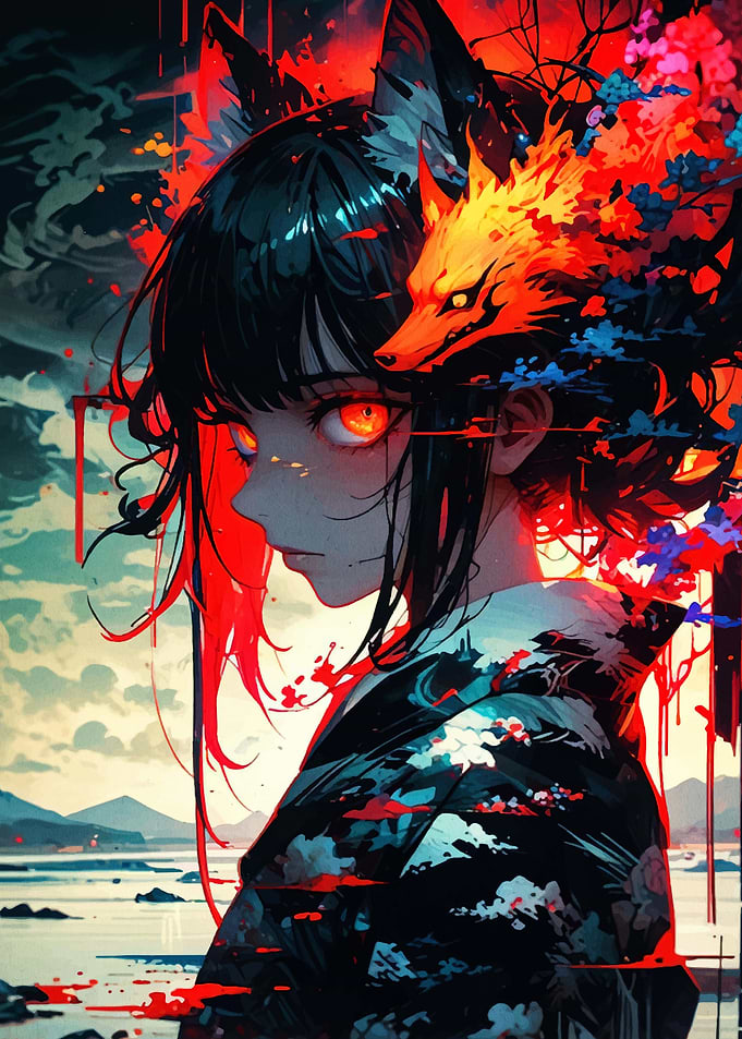 Anime Girl with Fox Spirit