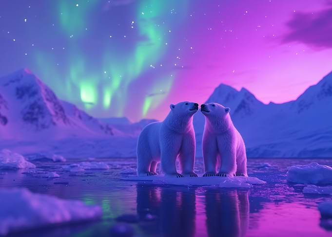 Polar Bears Northern Light