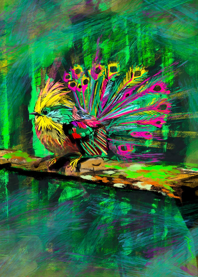 Exotic bird in forest