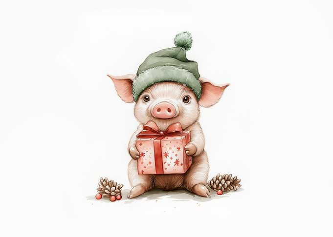 Piglet with Gift