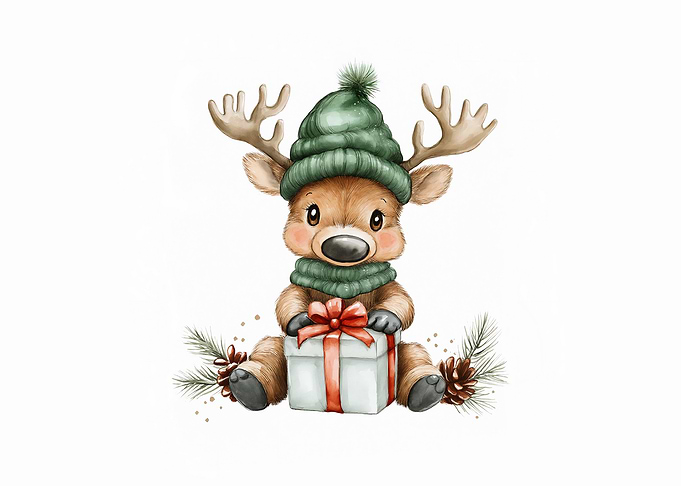 Cute Moose with Gift