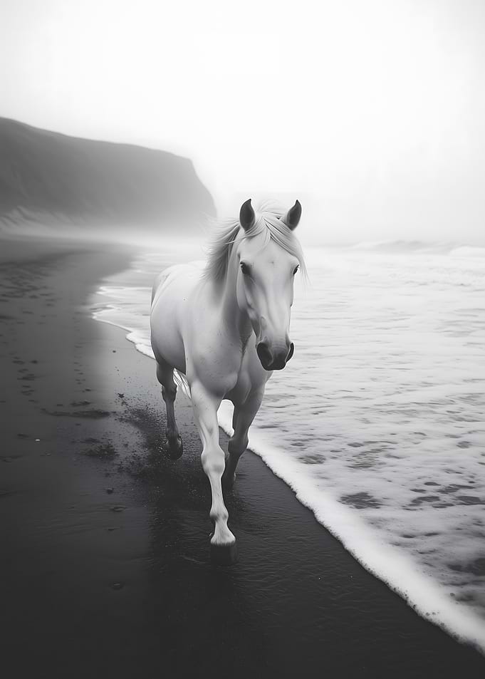 White Horse on Beach
