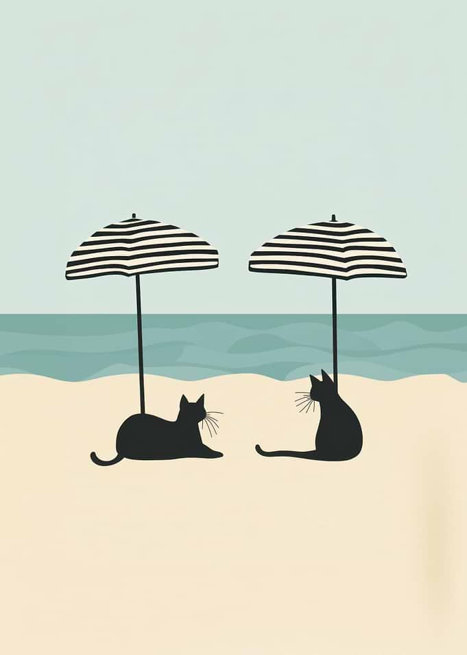 Cats Tropical Beach Minimalist