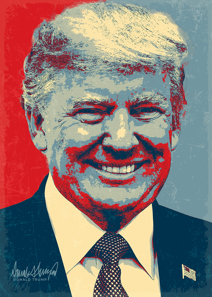 Trump Portrait in Red, White, and Blue