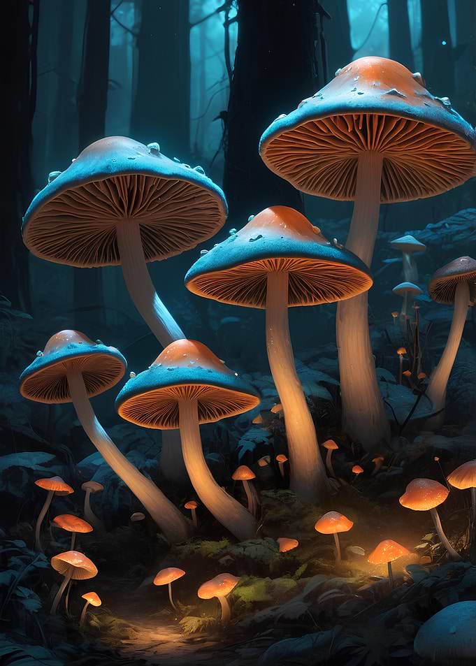 Glowing Forest Mushrooms S