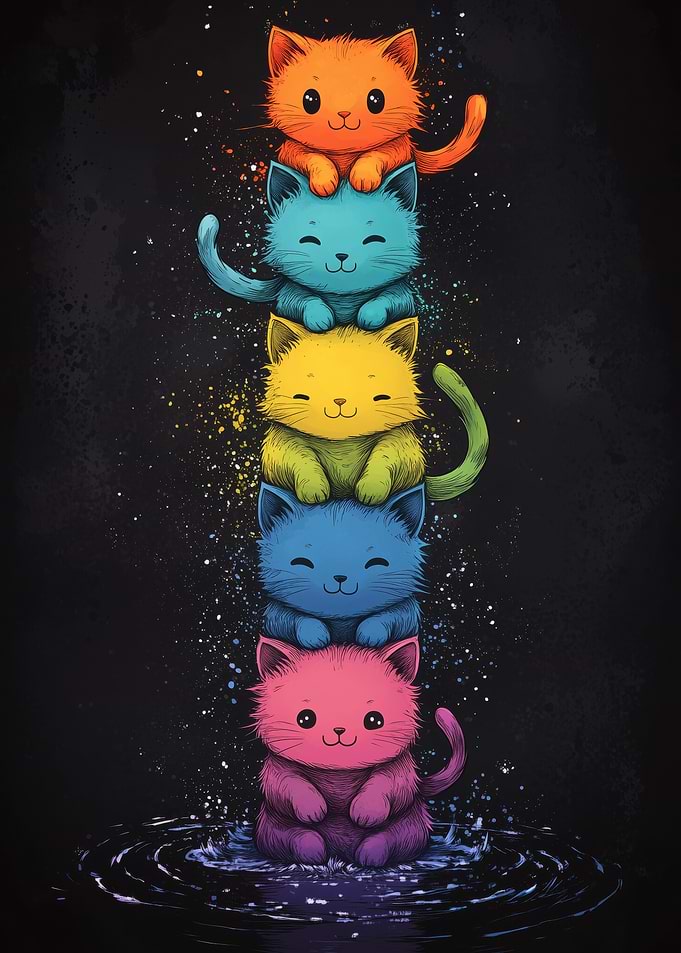 Rainbow Stacked Cats