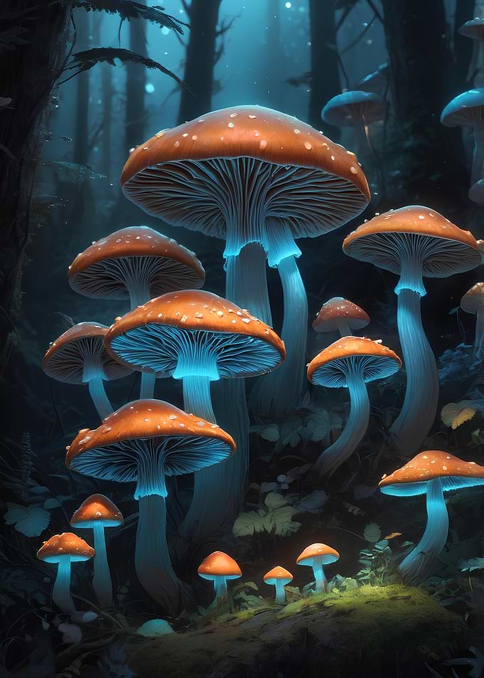 Glowing Forest Mushrooms X