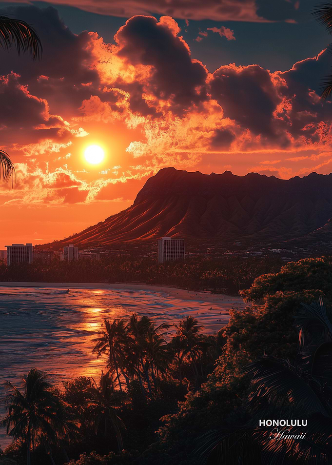 Beautiful Honolulu Sunset Hawaii