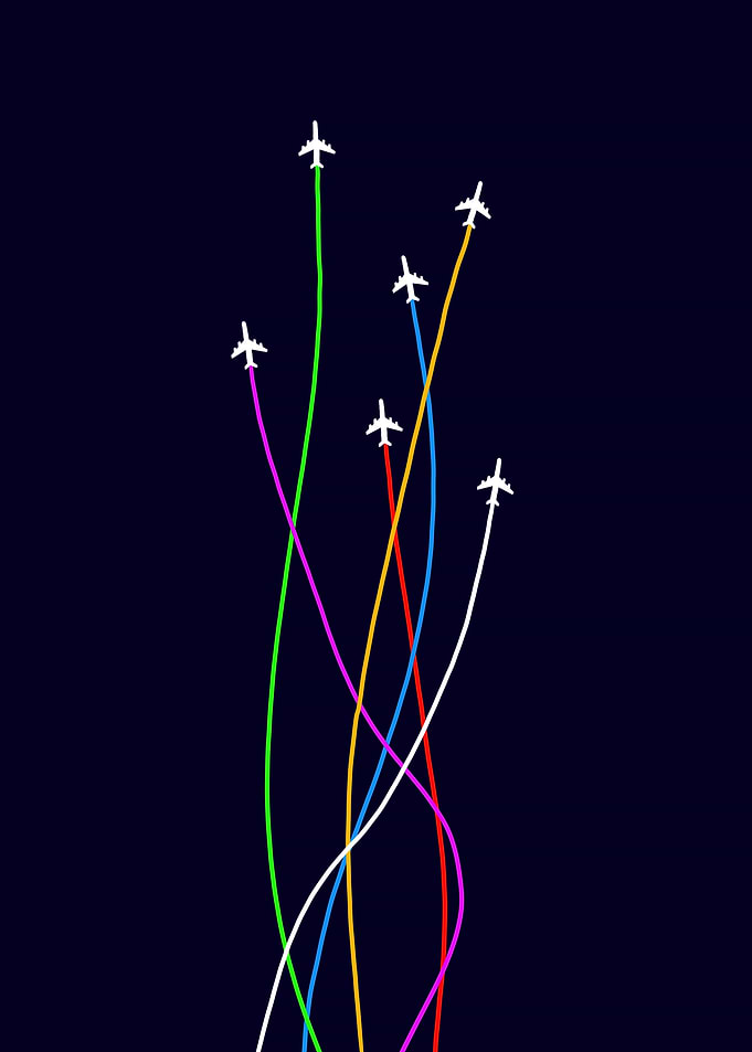 Colorful Airplane Trails