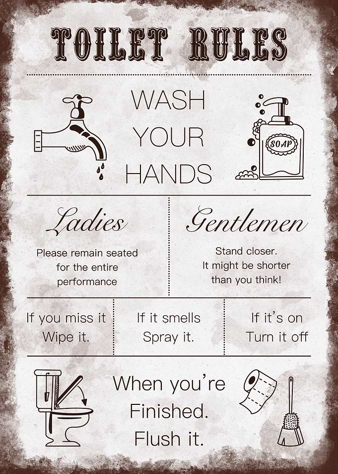 Toilet Rules Vintage funny