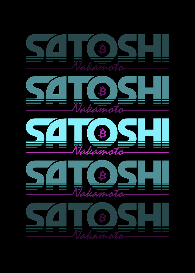 Satoshi Nakamoto in Retro 80s Style for Bitcoin Fans