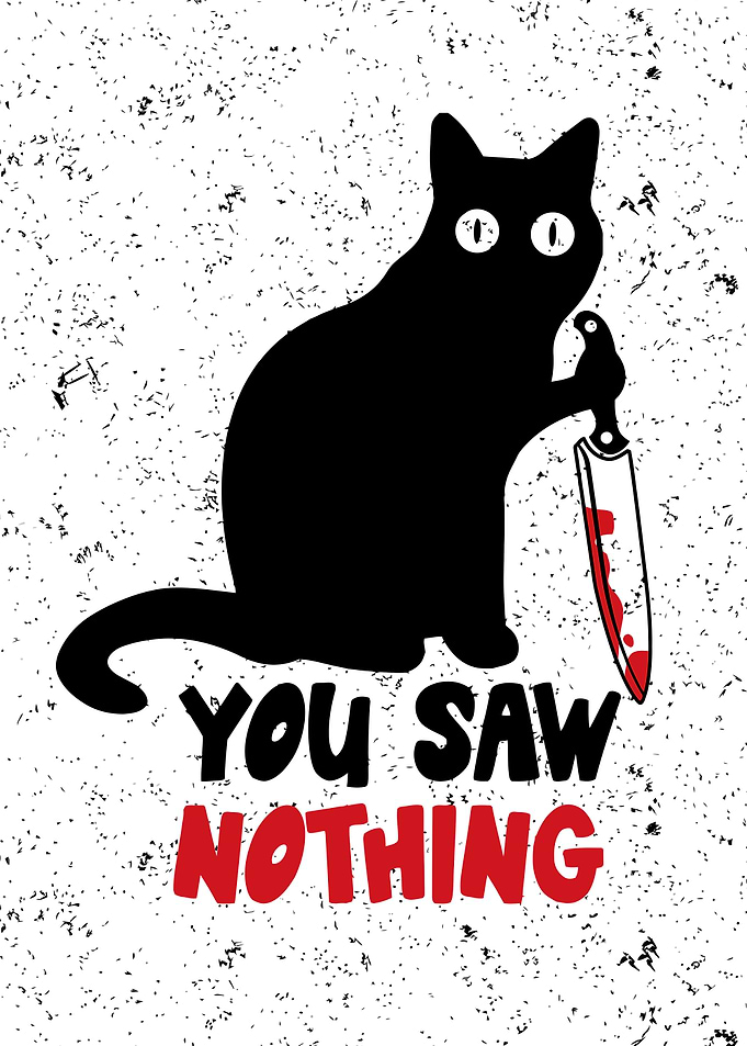 Black Cat with Knife