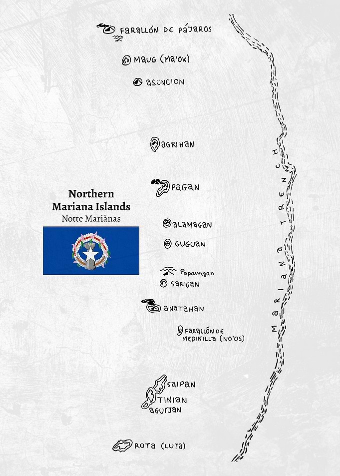 Handdrawn Map of the Northern Mariana Islands