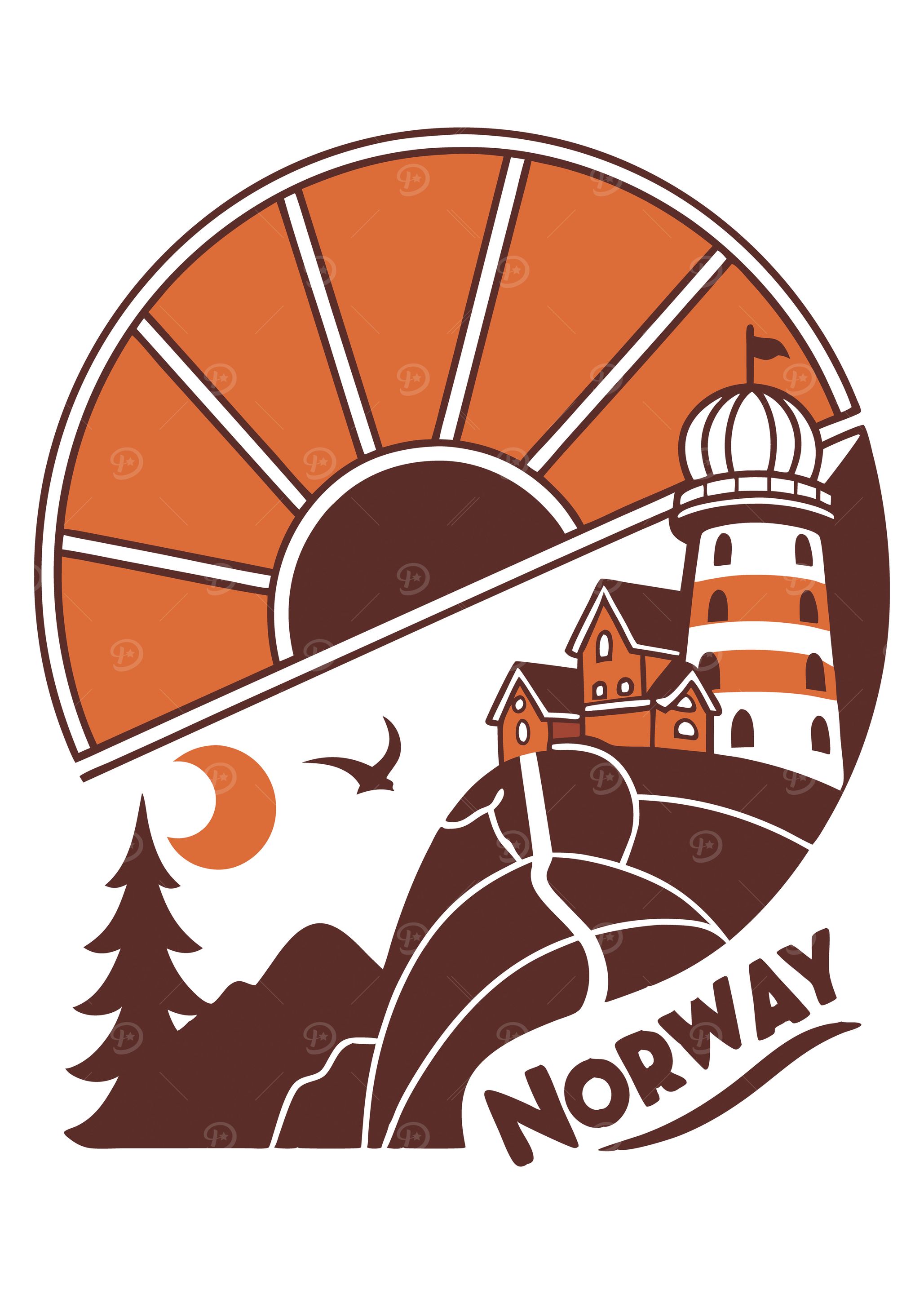 Norway Landscape Illustration