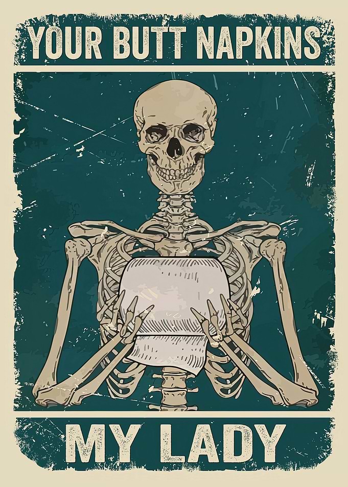 Skeleton Holding Toilet Paper