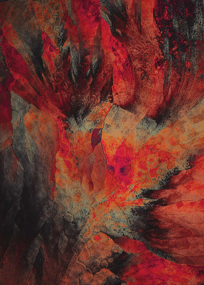 Abstract Red and Orange Crystal Pattern