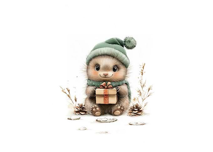 Cute Porcupine with Gift