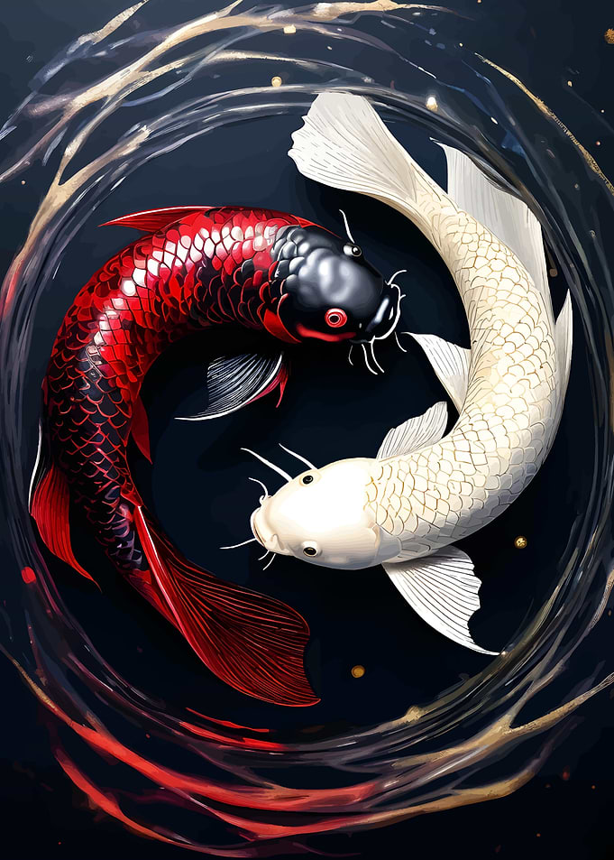 Red and White Koi Fish