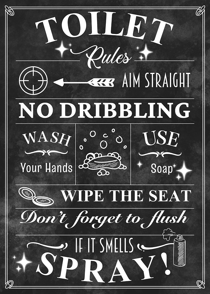 Hand drawn Toilet Rules Sign