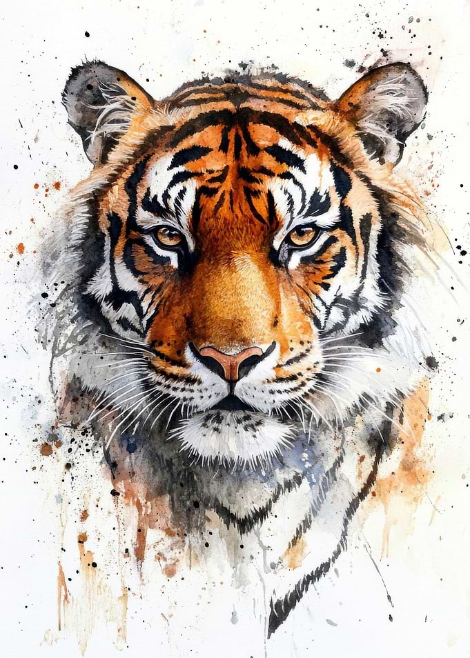 Tiger Watercolor Portrait
