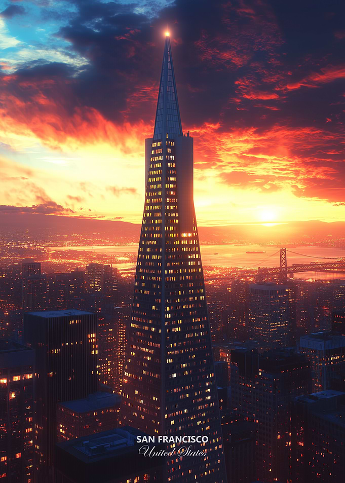Beautiful San Francisco City Skyline Sunset