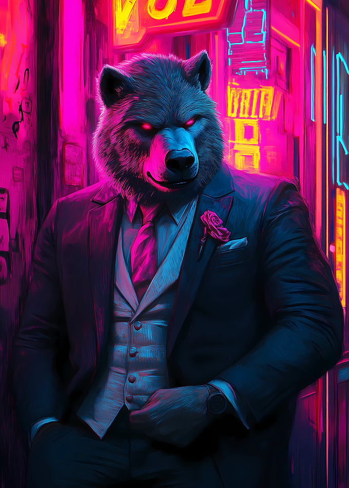 Wolfe in Suit Neon City
