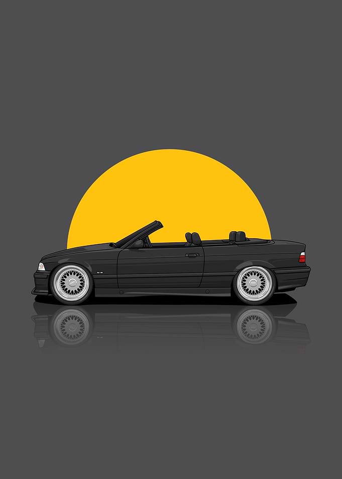 Artwork Black BMW E36 Convertible