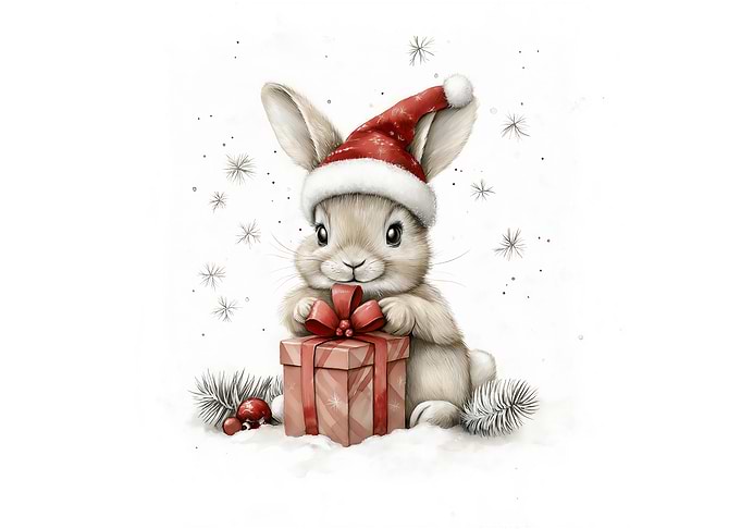 Christmas Bunny with Gift