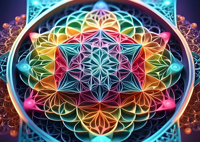 Rainbow Flower of life Mandala Art